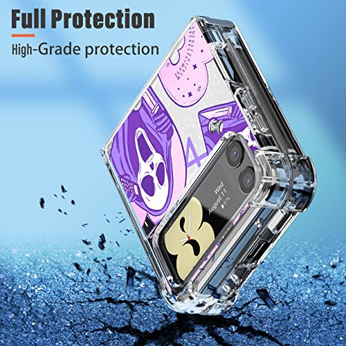 Petonist Retro Case For Samsung Galaxy Z Flip 4 6.7” Scream Skeleton Skull Ghost Horror Movie Design Pattern Phone Cover For Boys Girls Teens Men Cool Funny Unique Soft Tpu Cases For Z Flip 4 Purple #TOP3