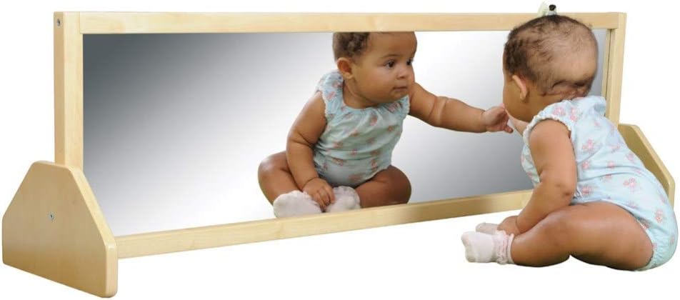 Kaplan Early Learning Bi-Directional Acrylic Mirror with Hardwood Frame and Removable Legs, Freestand or Wall Mount