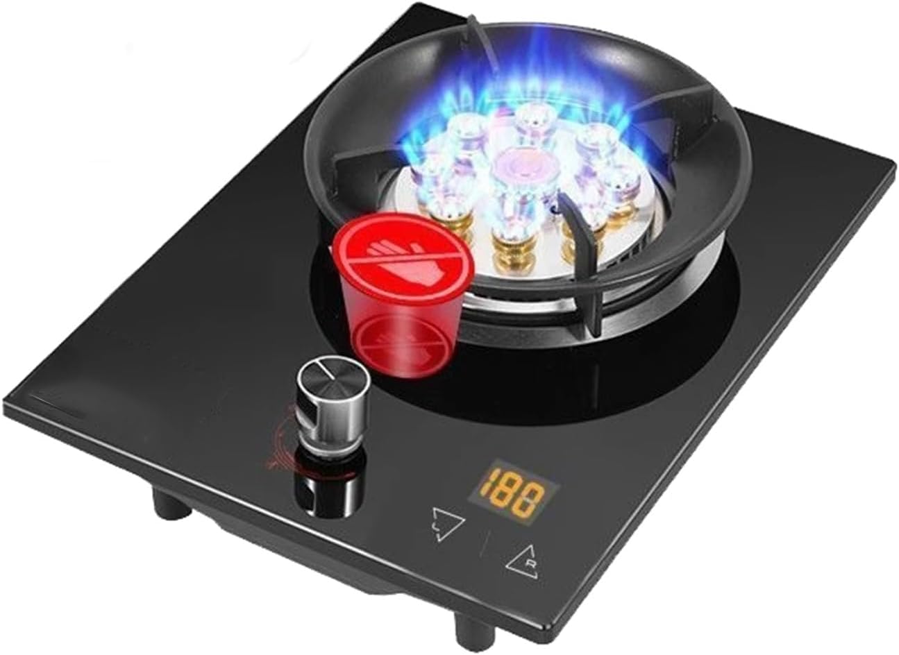 Portable Gas Stove,5.2kw High-Efficiency Burner,9-cavity High-heat Countertop,NG/LPG Compatible with Flameout Protection and Timer,for Outdoor Camping(NG)