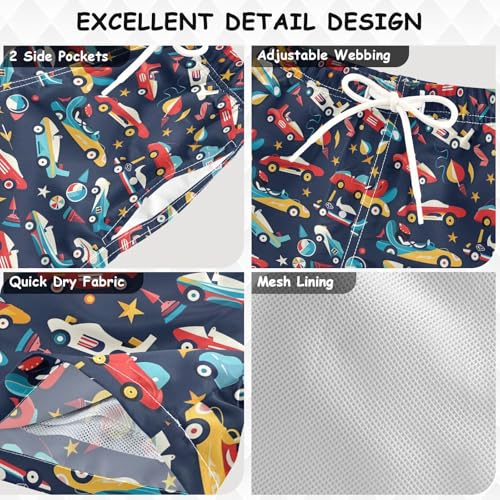 Boys Swim Trunks Quick Dry UPF 50+ Beach Board Shorts Kids Bathing Suits Swimsuit 2T Racing Five-Pointed Star Colorful3