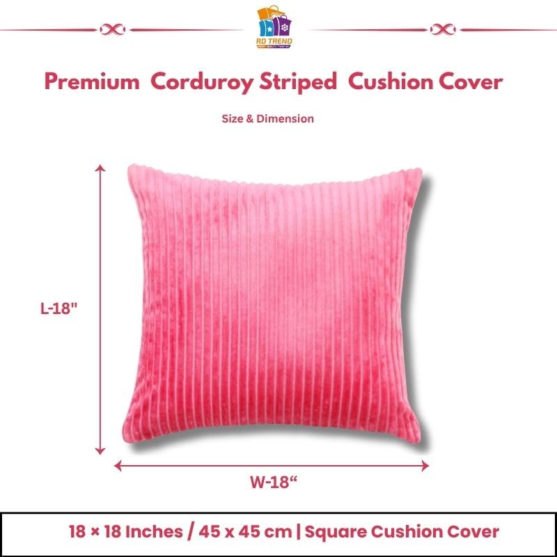 Image of RD TREND Cushion Cover Set of 2, Decorative Sofa Living Room Home Square Cushion Covers 18 Inch x 18 Inch, Aesthetic Corduroy Striped Double Sided (Salmon)
