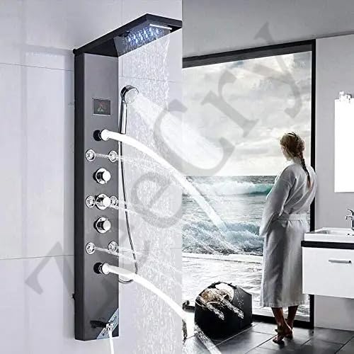 See full amazon price history chart for ZeeCry Shower Panel Rainfall Shower,8 Body Massage Spray Handheld,Wall Mount Easy Connect Shower Panel, Luxury Black Shower Panel 6 in One With LED Display Tower System (304 Stainless Steel 304) ZeeCry Shower Panel Rainfall Shower,8 Body Massage Spray Handheld,Wall Mount Easy Connect Shower Panel, Luxury Black Shower Panel 6 in One With LED Display Tower System (304 Stainless Steel 304) (B0CNNFZZB6) Amazon Price History, Amazon Price Tracker