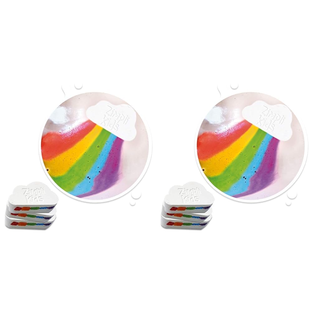 3 x Large Cloud Rainbow Bath Bombs from Zimpli Kids, Special Effect Handmade Baff Bombz Gift Set for Children, Non-Irritating and Non-Toxic (Pack of 2)