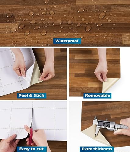 Image of HOME13 Vinyl Kitchen Self Adhesive Vinyl Decorative Brown Wooden Wooden Wallpaper for Kitchen Countertop Home /Office 2 Ft x 20 Ft with 2pcs