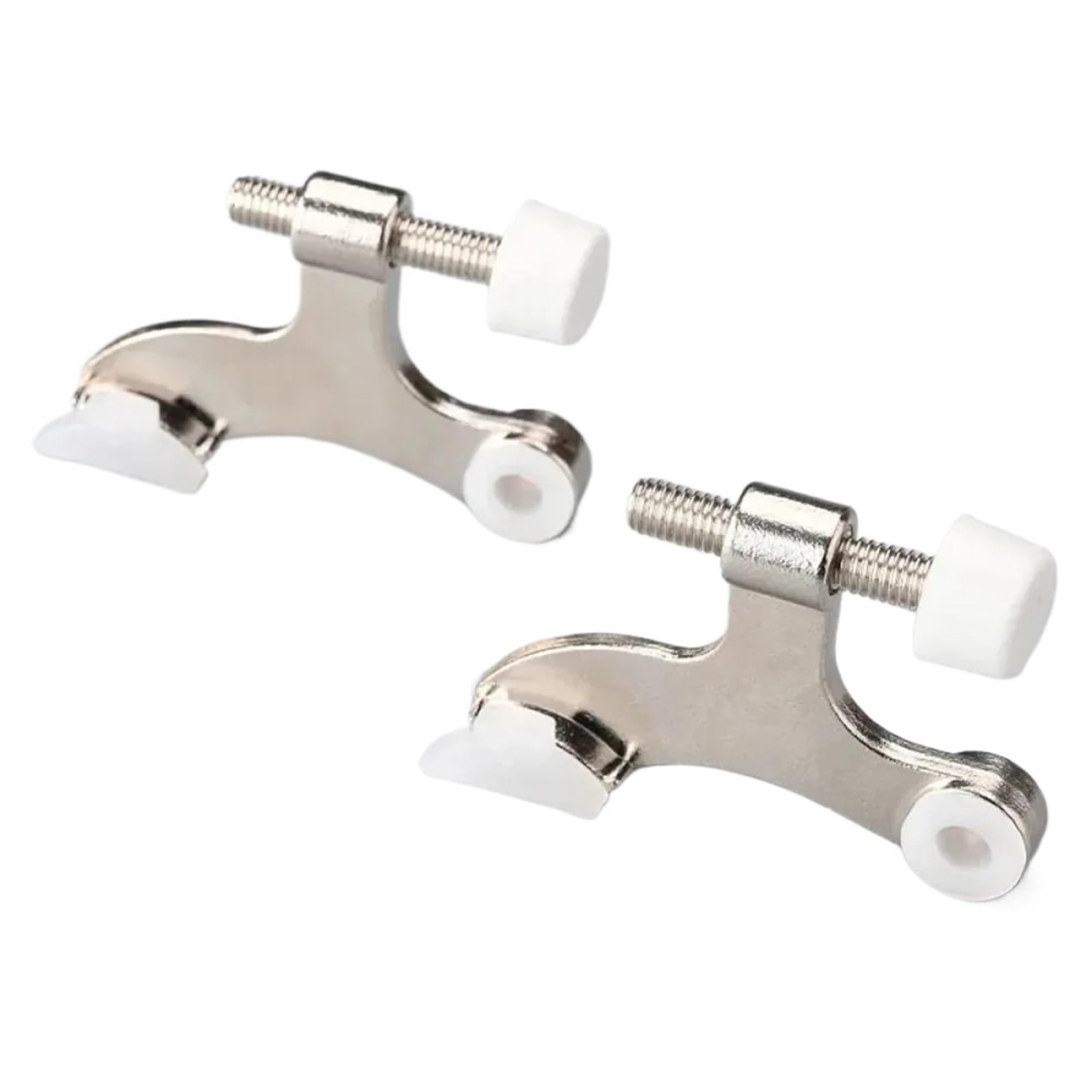 Door Stopper 2Pcs K Shape Thick Metal Hinge Pin Stop with Buffer for Hidden Household Door Position Limit(B01-silvery)