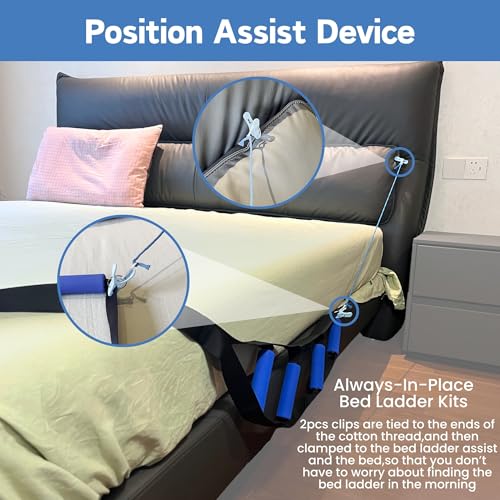 Bed Ladder Assist for Seniors, 160 Inches Sit Up Helper with Non-Slip 4 Handles, Pull Up Assist Device for Elderly Adults Injury Handicapped Patients - Image 6