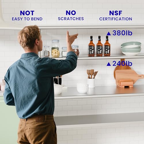 Image of Double Overshelf of Stainless Steel 12'' x 72'', Commercial 2 Tier Shelf for Prep & Work Table in Restaurant, Home and Kitchen (12x72)