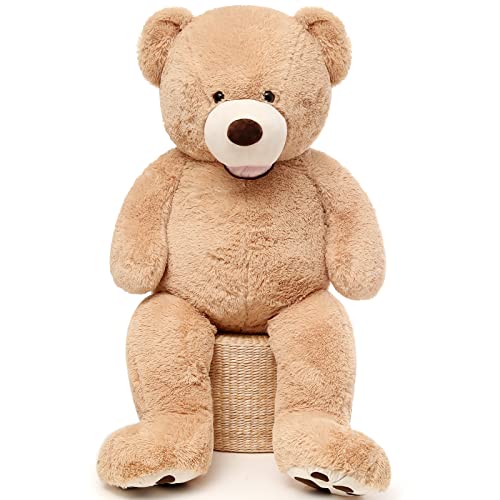 Doldoa Big Teddy Bear Stuffed Animals With Footprints Plush Toy For Girlfriend 51 Inch (Light Brown) #TOP4