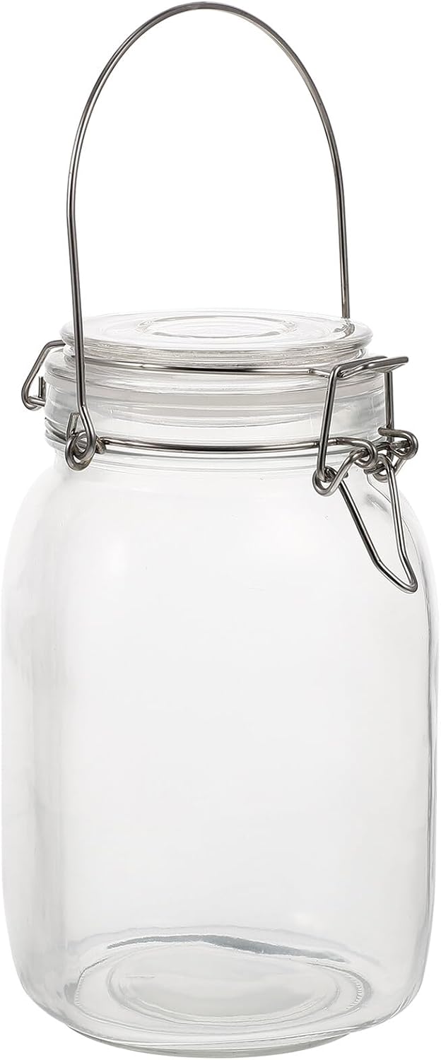 Zerodeko Handheld 1.5l Glass Storage Jar Airtight Sealing Container Food Canister for Kitchen Grain Pickle Vegetable Preservation