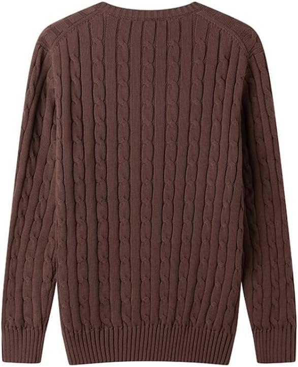 Men's V-Neck Long Sleeved Cotton Sweaters Men's Loose Base Knitted Pullover Sweater