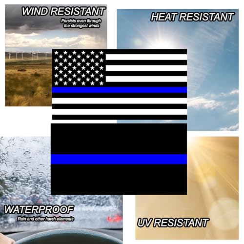 Image of 2 Pack Assorted Thin Blue Line Car Magnets - 5x3 Inches American Flag Police Law Enforcement Magnet