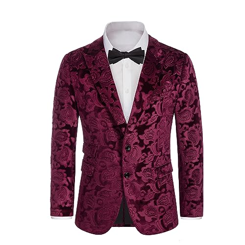 GRACE KARIN Mens Velvet Blazer Two Button Slim Fit Suit Jacket Sports Coats for Men Prom Wedding Dinner Party - Main Image