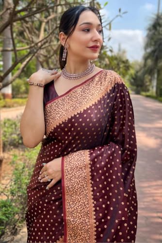 Image of Women's Kanjivaram Soft Silk Banarasi Saree With Blouse Piece | Banarasi Sari For Women | Saree with Blosepiece