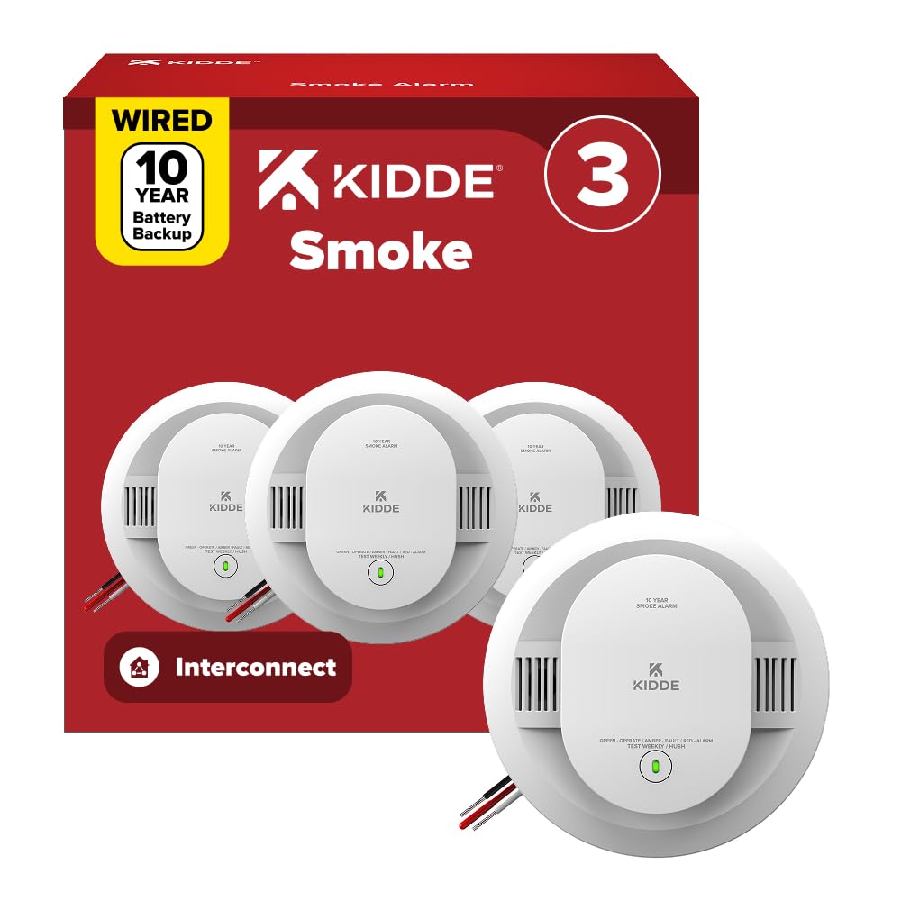 Photo 1 of Kidde Detector, Hardwired & 10-Year Battery Backup, 20SA10, 3 Pack