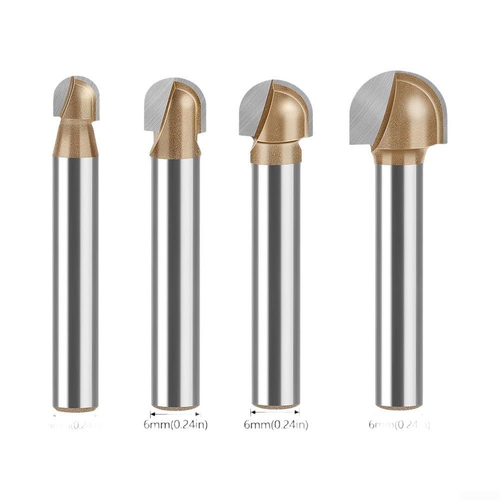 4 Piezas Fresas de Carburo, Mango 1/4", Cortes 6-12mm(12mm)