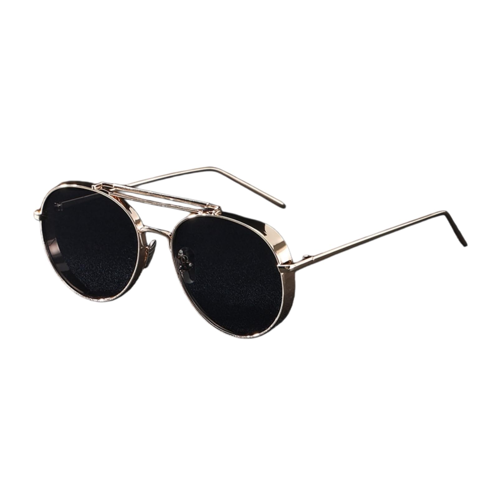 Occhiali da Sole A Doppio Ponte in Metallo Sottile Lente Specchio Retro Leggeri All'aperto