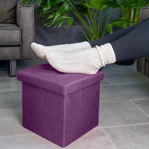 Pouf pliable rangement 30x30 violet Intirilife