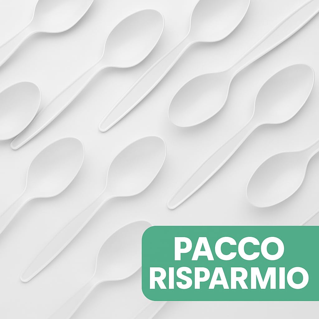 200 Cucchiaini di Polipropilene Riutilizzabili - Senza BPA, Resistenti ed Ergonomici - Perfetti per Catering, Eventi, Feste, Picnic e Barbecue