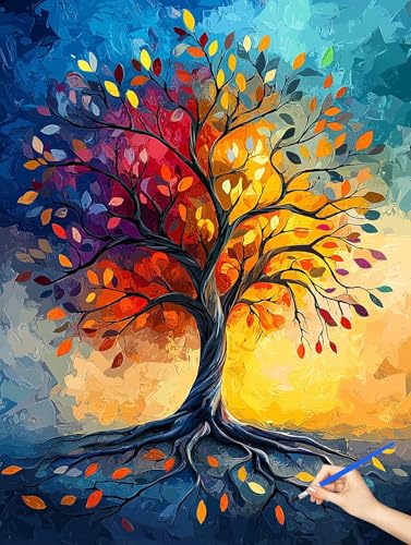 数字油絵 抽象的な 数字塗り絵 木 Paint by Numbers ナンバーペイント 子供 初心者 DIY Cheerful Painting 手工芸 芸術手塗りれる アクリルキット 大人のためのクリエイティブな趣味 誕生日プレゼント ホーム オフィスの