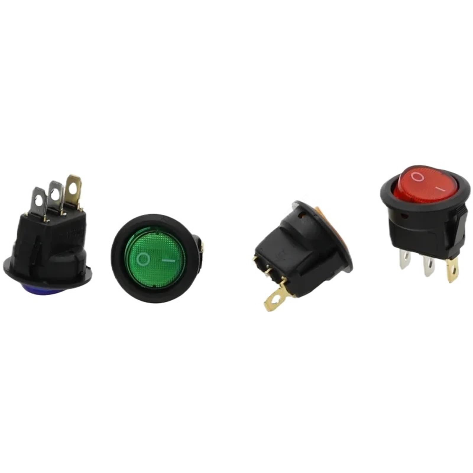 10 szt. KCD1 12 V 20 A / 220 V 10 A ON/OFF 20 mm okrągły przełącznik Rocker LED podświetlany samochód deska rozdzielcza Van z oświetleniem (niebieski, DC 12 V)