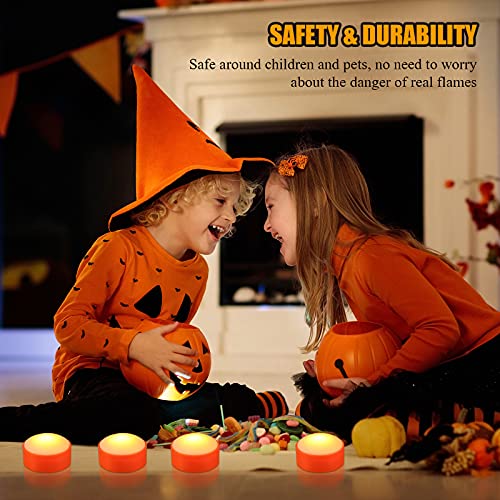 Image of Riakrum 6 Pieces Halloween Remote Timer LED Lights with Remote Summer Halloween LED Pumpkin Lights Battery Operated Lantern Bright Flameless Candle(Orange)