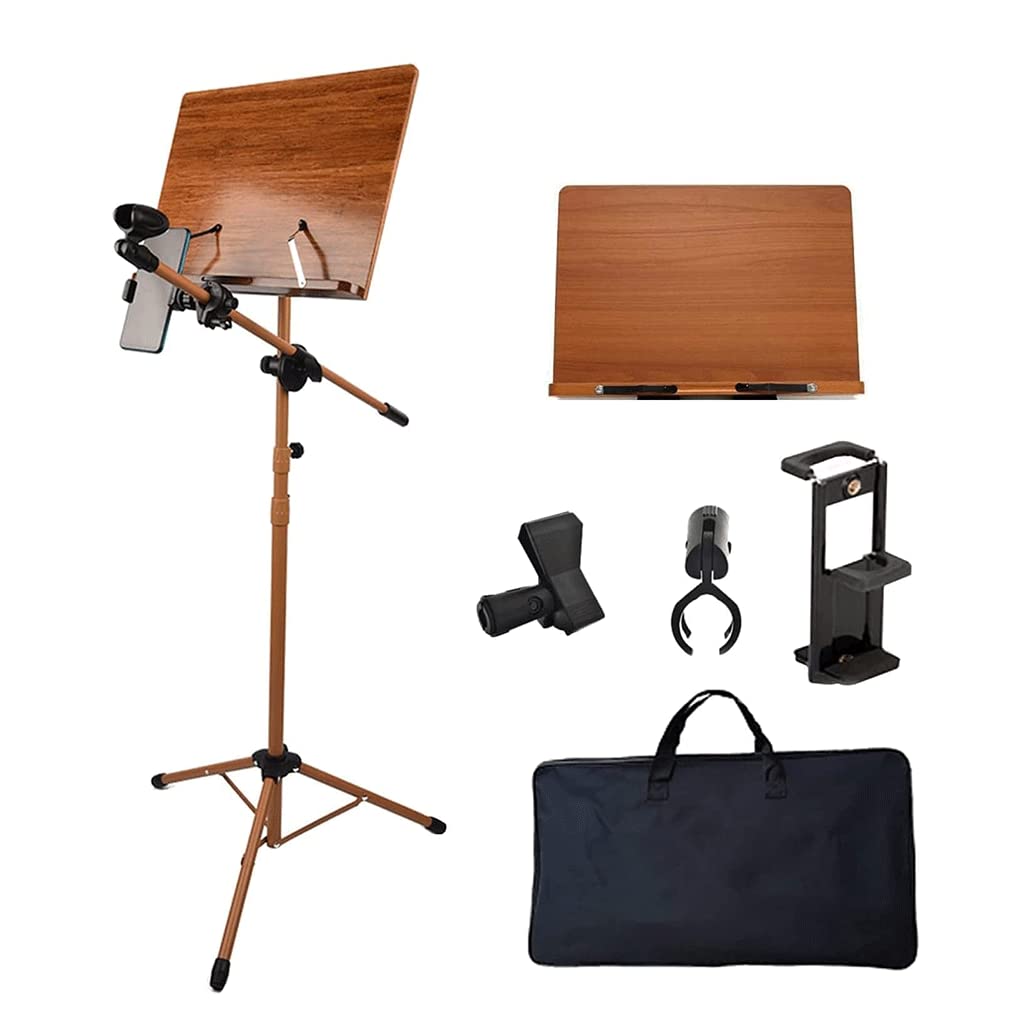 Pupitre portable en bois réglable en hauteur de 71,1 à 180,3 cm, support pliable pour partitions de musiciens au sol, style 1, idéal pour une utilisation à la maison et sur scène