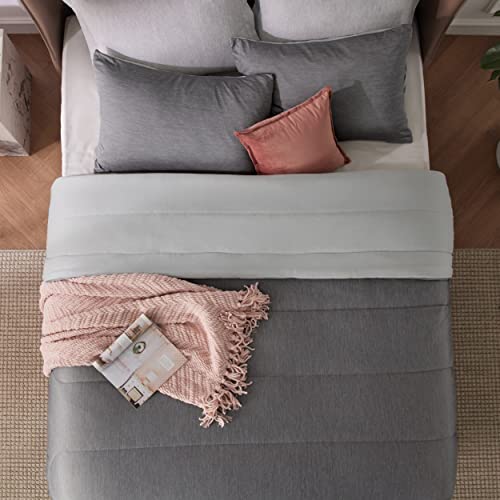 Bedsure Queen Comforter Set - Cooling And Warm Bed Set, Light Grey Reversible All Season Cooling Comforter, 3 Pieces, 1 Queen Size Comforter (88"X88") And 2 Pillow Cases (20"X26") #TOP4