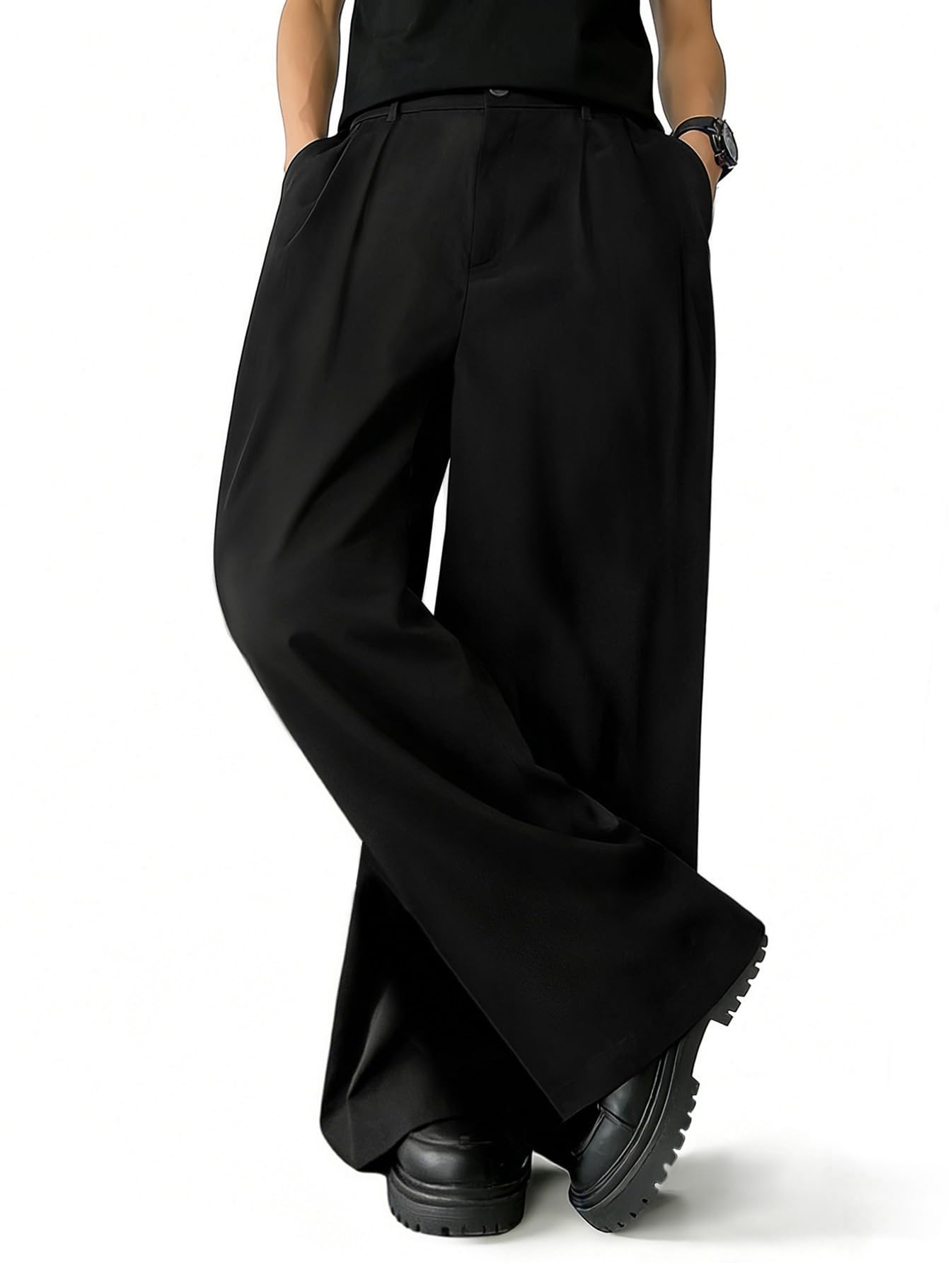CLOAKA Pantaloni da uomo, alla moda, da lavoro, da uomo, moderni, chino, a gamba larga, per il tempo libero, con tasche