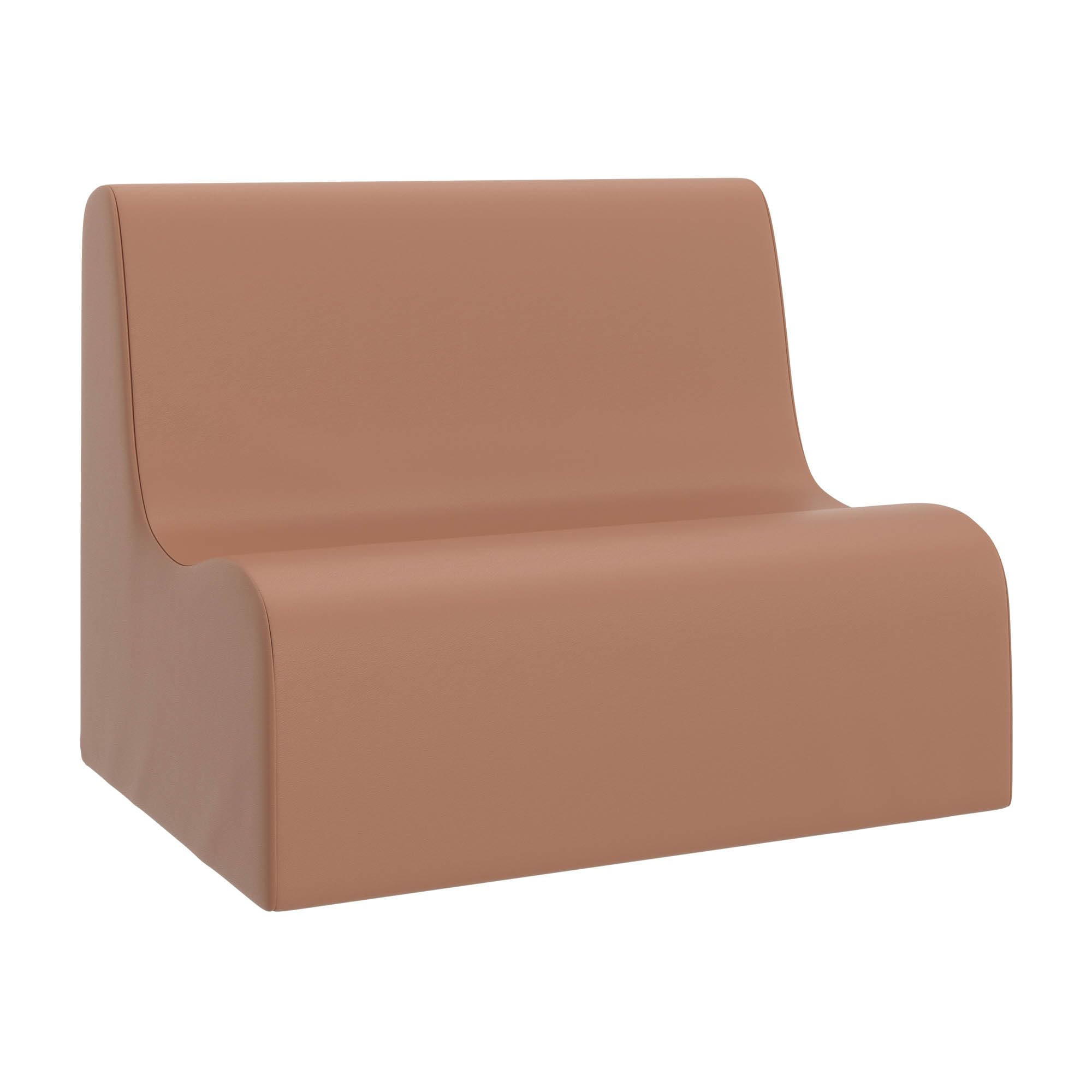 Children's Factory Medium Contour Sofa, Mix-and-Match Kids Chairs, Sofas, Corner Ottomans and Cubes, Foam-Filled and Water-Resistant, Flexible Seating for Classroom Elementary, Clay Kids Couch