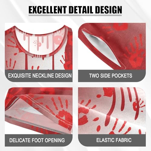 Pajama Short Sets Blood Handprints on White Soft Cotton Summer Sleepwear 2 Piece PJS Size 5-14T3