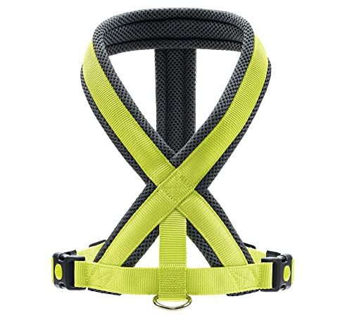 HUNTER Hundegeschirr LONDON COMFORT, atmungsaktives 3D-Mesh, 2-fach verstellbar, Sicherheitsverschluss, reißfest, leicht & pflegeleicht, Farbe: Limette, Größe: M-L