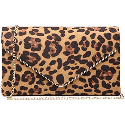 Dasein Women Faux Suede Evening Clutch Bags Formal Party Clutches Wedding Purses Cocktail Prom Clutches, 1-(gold Hardware) Leopard, S Cover