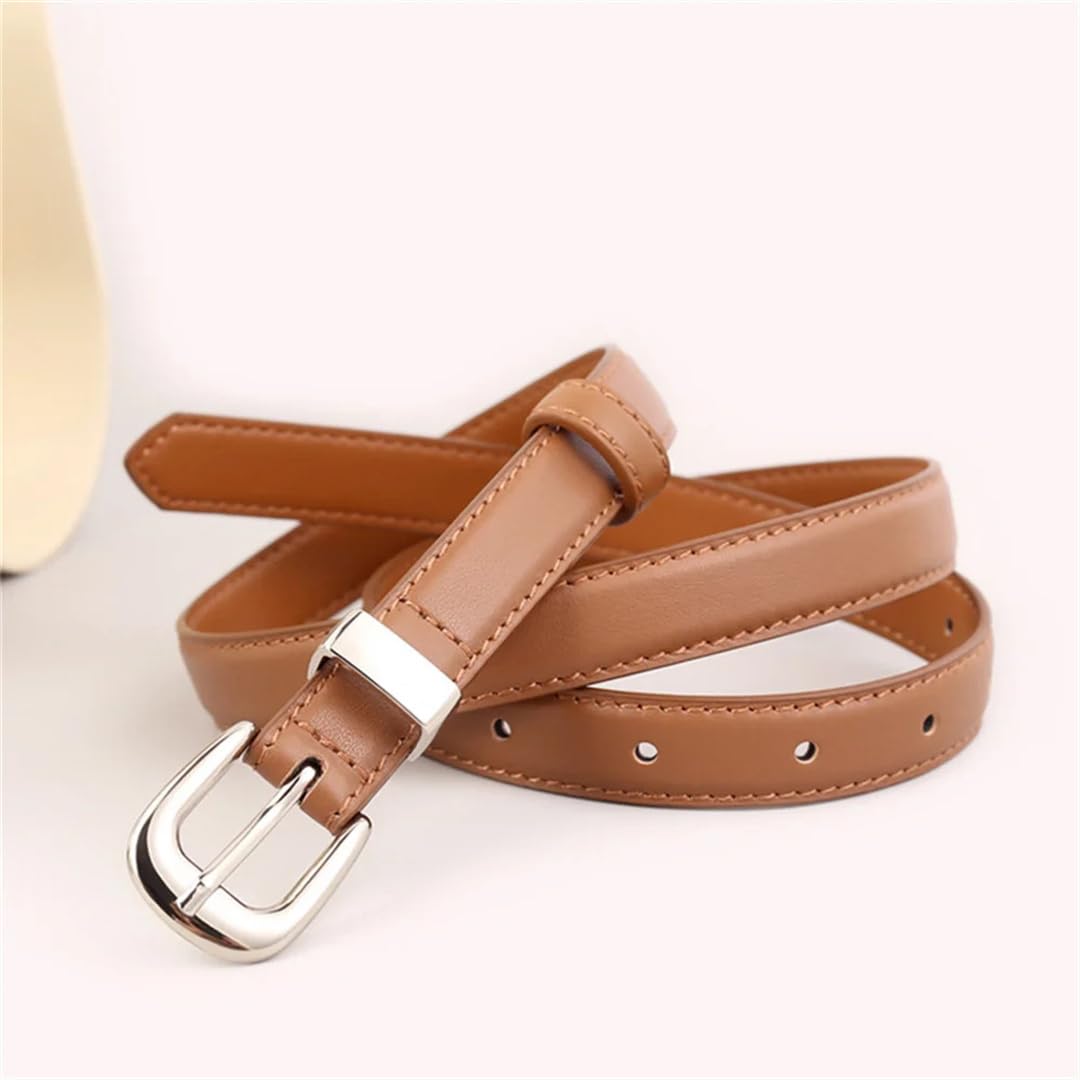 Cinturón de piel auténtica para mujer, elegante, ancho, casual, con hebilla plateada, para vestidos, jeans, accesorios
