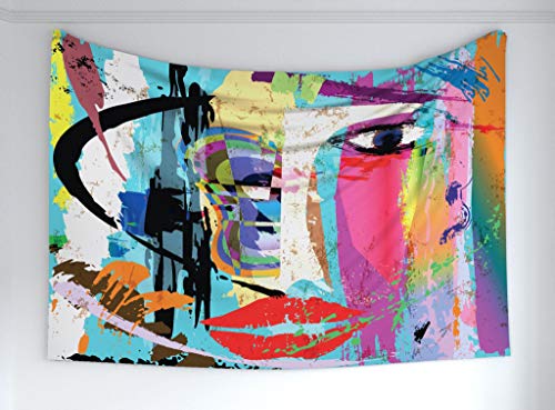 Ambesonne MICWIDB_41238_60X40 Abstract Tapestry, Woman Face Art Composition cover