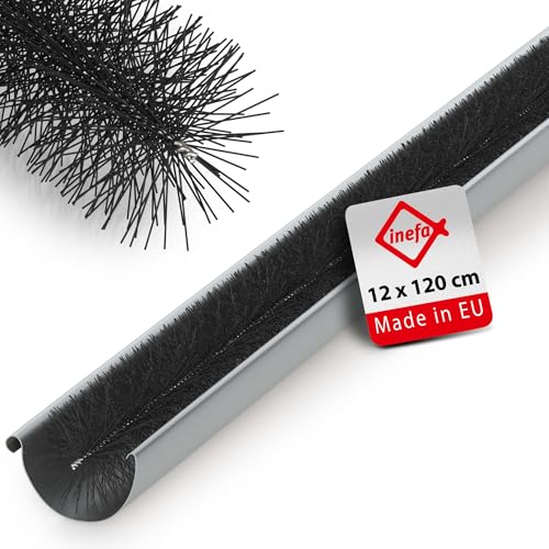 INEFA Dachrinnenbürste 12cm Rinnenraupe Laubschutz 120cm PVC Schwarz Marderschutz Dachrinne Dachrinnenschutz Dachrinnenzubehör