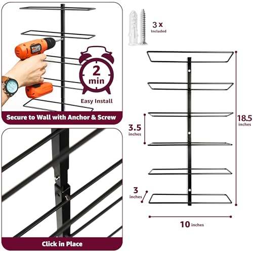 Sorbus Wall Mounted Wine Rack, Metal Bottle Rack (6 Bottle, 3 Pack) - image 3