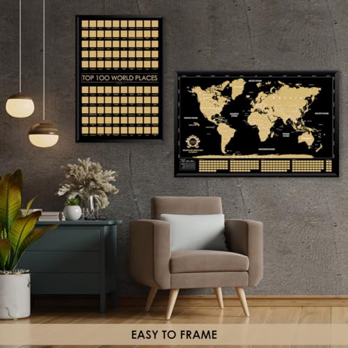 Divalis SMKWPV 2 In 1 Large Gift Set - Scratch Off World Map And Poster Scratch Off Top 100 Places To Visit In The World thumb #5