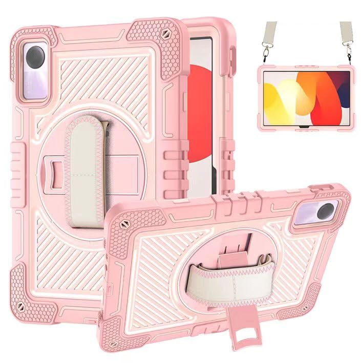 Étui Redmi Pad SE 11 2023 antichoc en silicone or rose avec dragonne