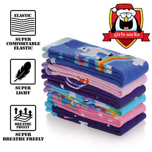 Image of FNOVCO Girls Knee High Socks Cartoon Animal Patterns Cotton Over Calf Socks
