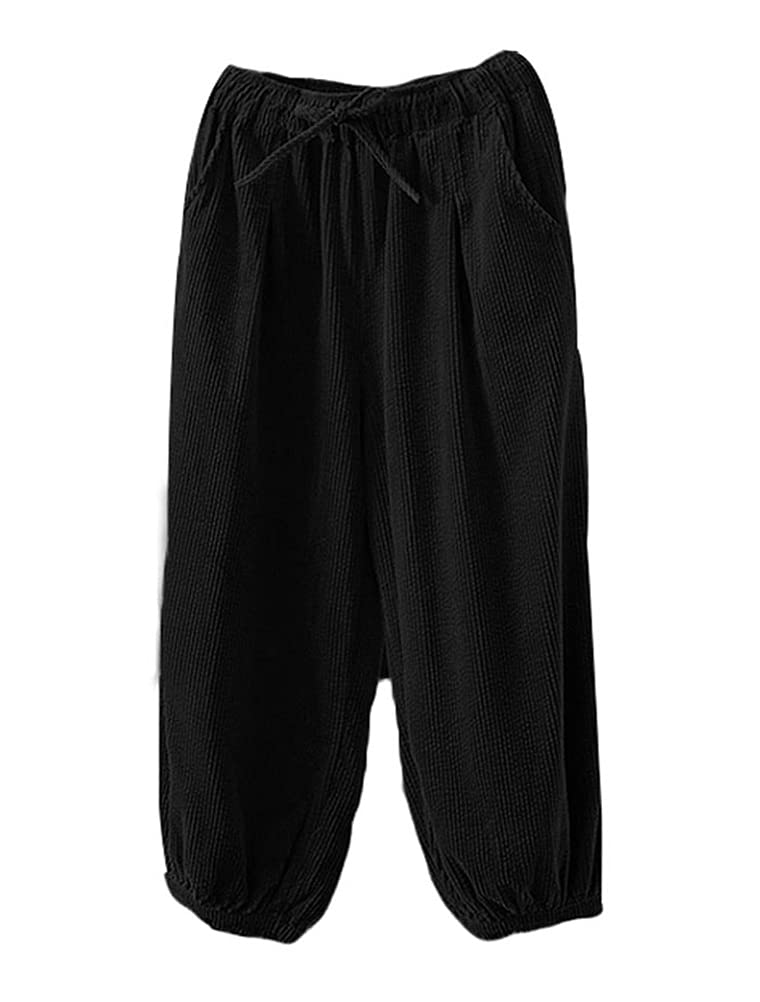 FTCayanz Dames corduroy broek brede broek elastische taille katoen