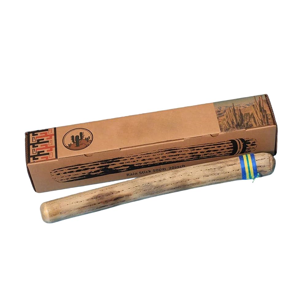 Instrumento profesional de curación con sonido, palo de lluvia de cactus, 4-5 cm de diámetro, incluye caja de almacenamiento, yoga/meditación,50CM