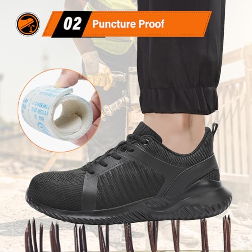 Image of LUPWEE Steel Toe Shoes for Men Women, Slip Resistant Safety Work Shoes Puncture Proof Comfortable Indestructible Sneakers with Specialized Work Insole for Industry Construction Warehouse