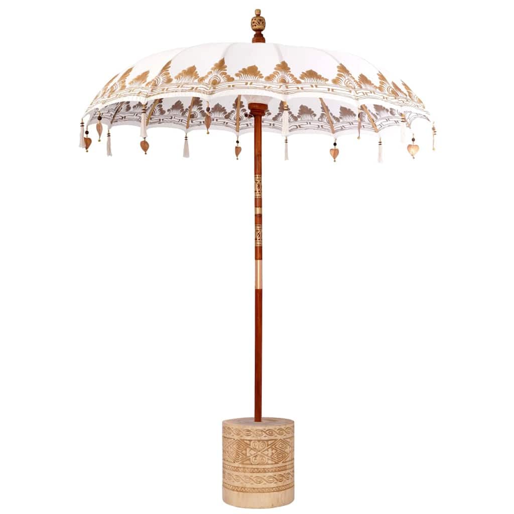 vidaXL Baliński Parasol z Bazą Kremowy 185 x 185 x 260 cm, Ogród i taras, balijski parasol, letnie cienie, dekoracyjna zasłona, tropikalna ochrona, na balkon