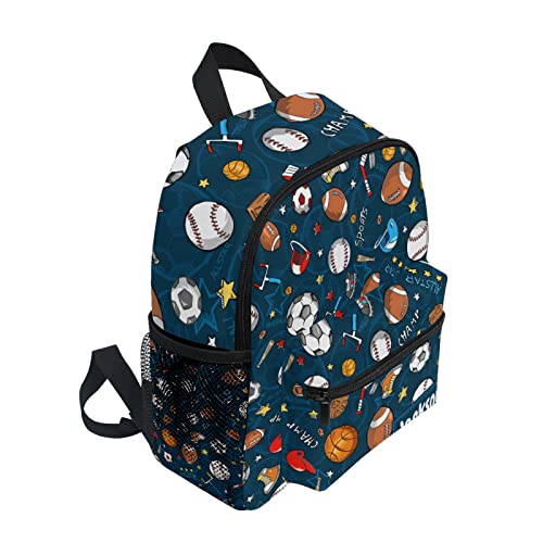 Sinestour Custom Sports Football Basketball Kid's Backpack Personalized Backpack With Name/Text Preschool Backpack For Boys Customizable Toddler Backpack For Girls With Chest Strap #TOP1