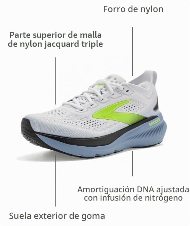 Zapatilla Brooks Glycerin 23 para hombre, color Blanco/Lluvia/Vida nocturna (vista 3 de 5)