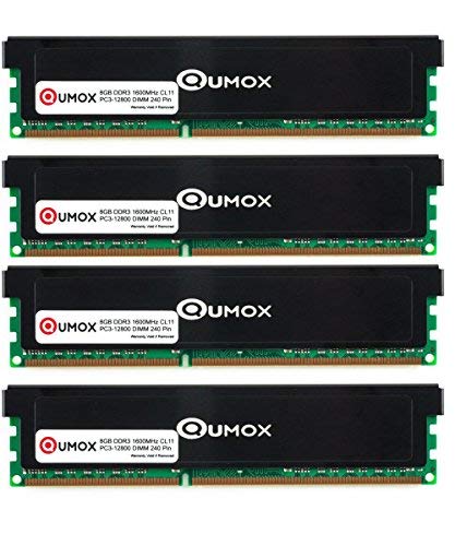 Memoria Ram Ddr3 QUMOX Memoria DIMM 32GB (4X 8GB) DDR3 1600MHz 1600 PC3-12800 (240 Pin) para computadora Escritorio PC