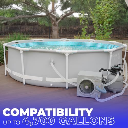 XtremepowerUS 14,500BTU/hr Swimming Pool Heat Pump Exchanger Swimming Pool Heater-for Above Ground Pools, up to 4700gallons, Titanium Heat Exchanger, 115V/60Hz
