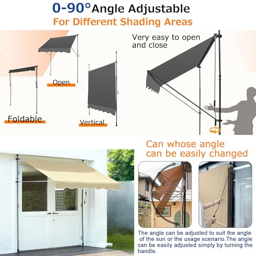 Auvent de terrasse rétractable 300 cm robuste - Store banne manuel durable