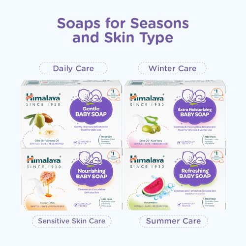 Image of Himalaya Extra Moisturizing Baby Soap for Dry Skin | B3G1-125g Helps Lock In Moisture With Aloe-Milk Moisture Complex of Almond & Olive Oil | Clinically Tested | No. 1 Doctor Recommended Brand