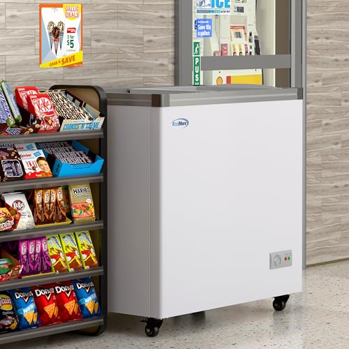 Image of KoolMore 33 in. Flat‑Top Ice Cream Display Freezer, 7 Cu. Ft. Commercial Chest Freezer with Sliding Glass Doors, ETL Listed in White